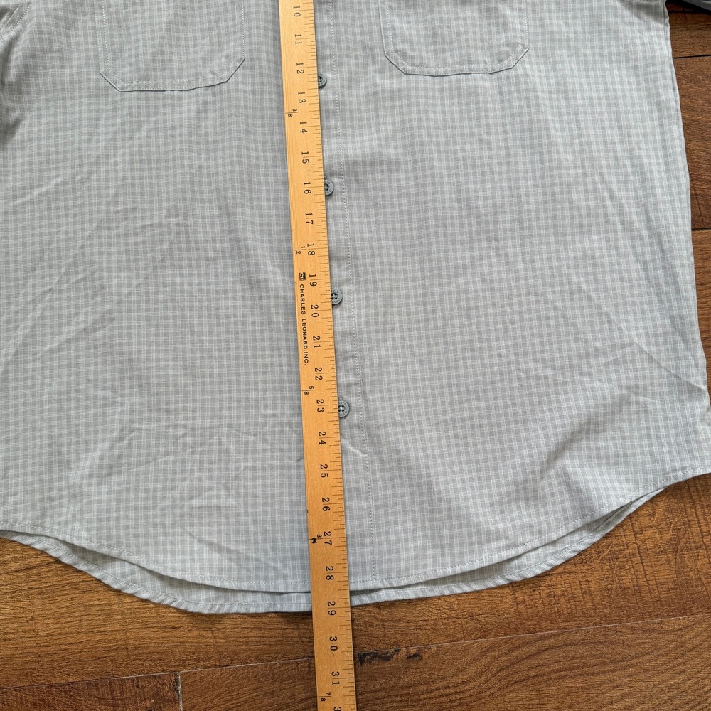 Orvis Button Down Shirt Mens Large Grey Micro Plaid Short Sleeve Outdoor Pocket - Picture 4 of 6